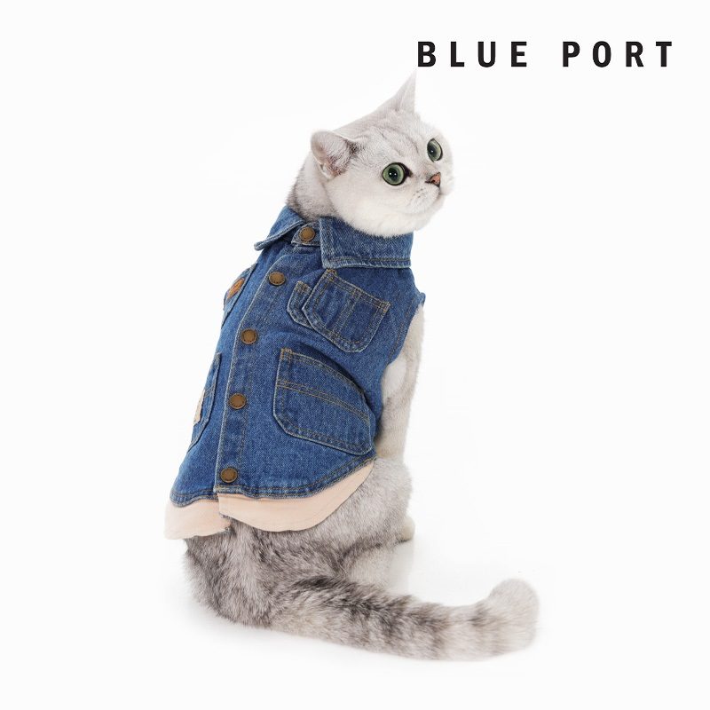 【Blue Port】復古假二件牛仔馬甲牛仔系列