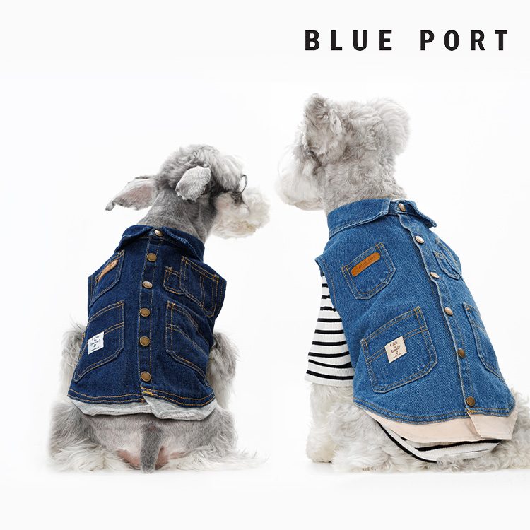 【Blue Port】復古假二件牛仔馬甲牛仔系列